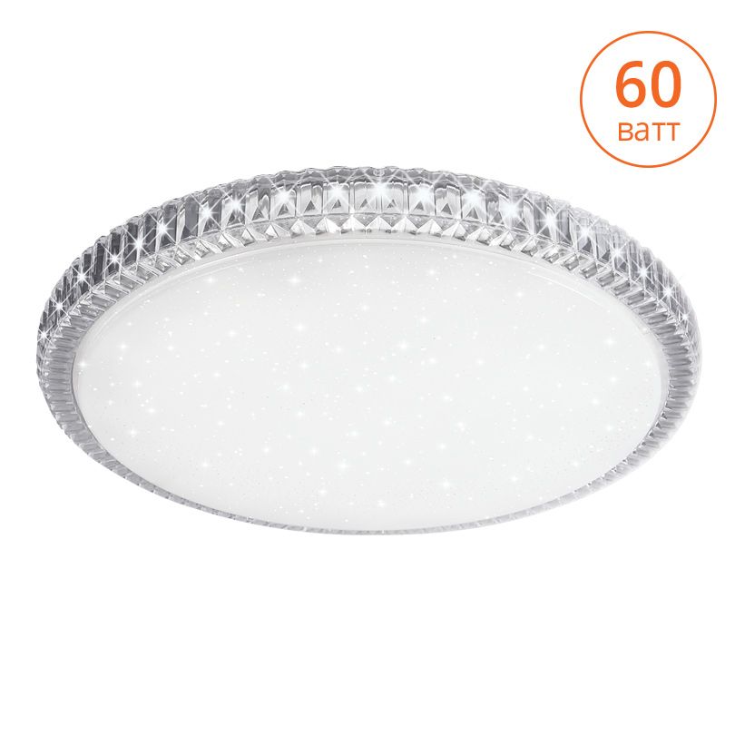 Светильник LED STARLUX управляемый 60W димм. 3000-6500K max 6000LM пульт ДУ эффект "звездного неба" и алмазными гранями по ободку 90x500MM IP20 1/5 Wolta - CLL1460W-STARLUX