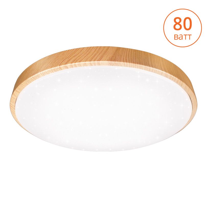 Светильник LED STARWOOD управляемый 60W димм. 3000-6500K max 6100LM пульт ДУ эффект "звездного неба", основание декорировано вставкой под дерево 92x530MM IP20 1/5 Wolta - CLL2060W-STARWOOD