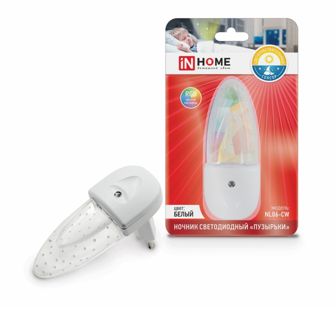 Ночник светодиодный NL06-CW Пузырьки 230В RGB IN HOME арт. 4690612015156 - 4690612015156