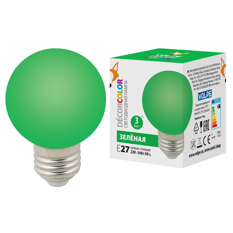 LED-G60-3W/GREEN/E27/FR/С  в Москве 
